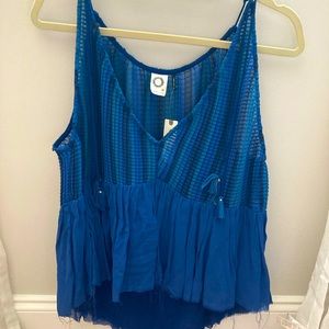 Anthropologie Akemi + Kin.    New- ruffled blue blouse